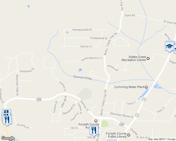 map of restaurants, bars, coffee shops, grocery stores, and more near 1605 Camden Cove Drive in Cumming