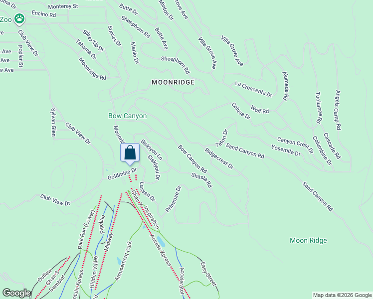map of restaurants, bars, coffee shops, grocery stores, and more near 43428 Bow Canyon Road in Big Bear Lake