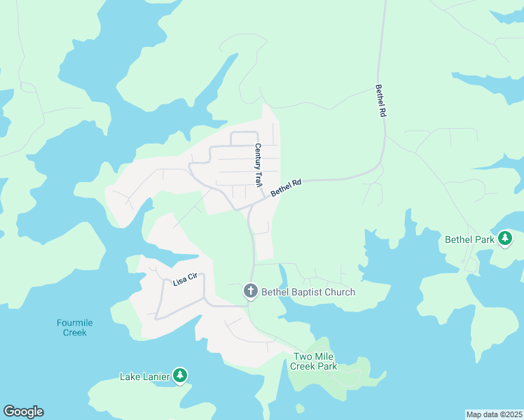 map of restaurants, bars, coffee shops, grocery stores, and more near 8715 Bethel Road in Gainesville