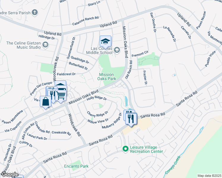 map of restaurants, bars, coffee shops, grocery stores, and more near 5684 Recodo Way in Camarillo