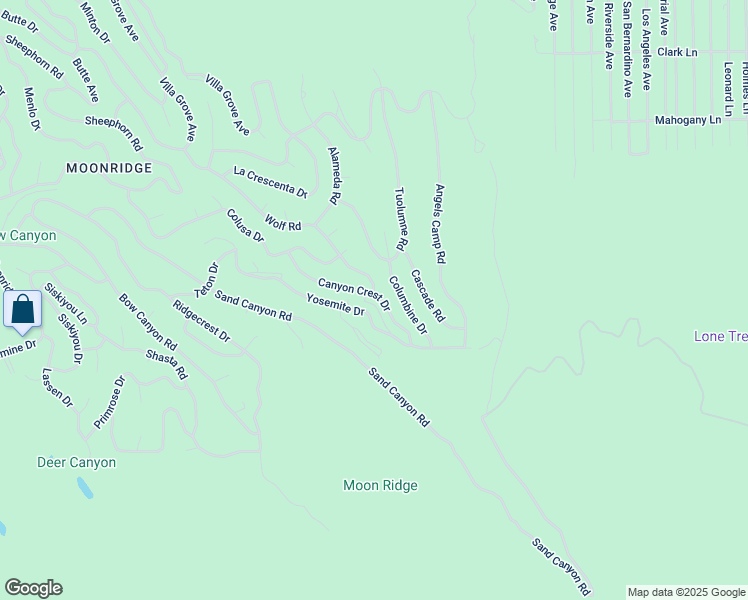 map of restaurants, bars, coffee shops, grocery stores, and more near 43905 Canyon Crest Drive in Big Bear Lake