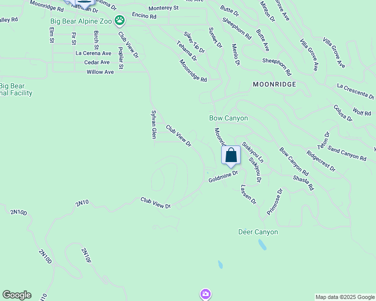 map of restaurants, bars, coffee shops, grocery stores, and more near 1184 Club View Drive in Big Bear Lake