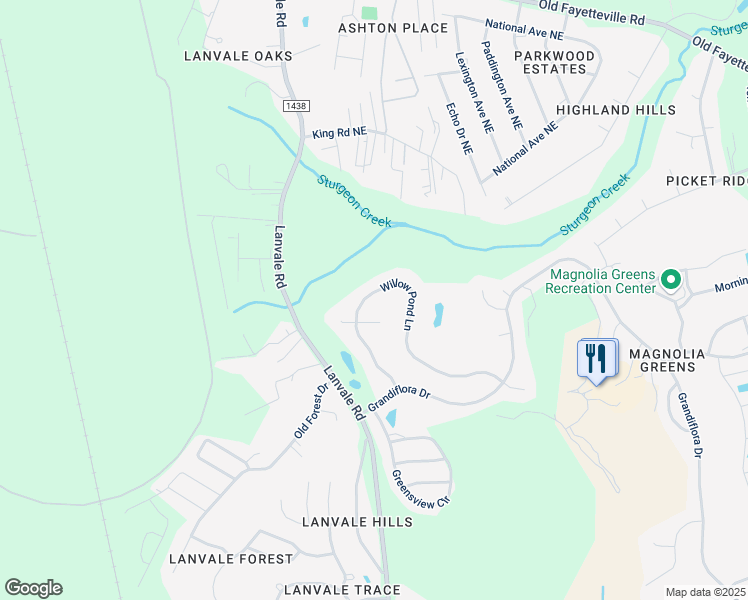 map of restaurants, bars, coffee shops, grocery stores, and more near 1161 Willow Pond Lane in Leland