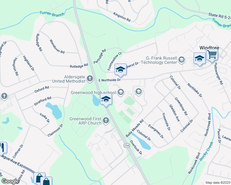 map of restaurants, bars, coffee shops, grocery stores, and more near 1816 Cokesbury Road in Greenwood