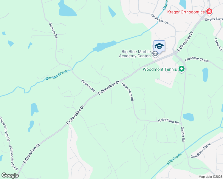 map of restaurants, bars, coffee shops, grocery stores, and more near 8626 East Cherokee Drive in Canton