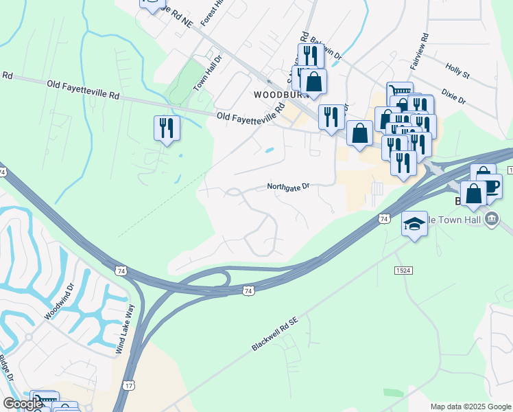 map of restaurants, bars, coffee shops, grocery stores, and more near 2029 Willow Creek in Leland