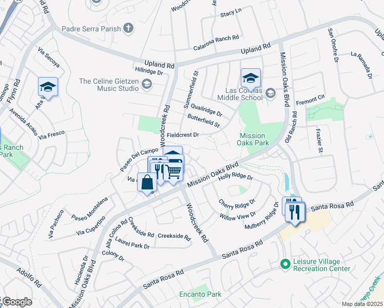 map of restaurants, bars, coffee shops, grocery stores, and more near 1403 Calle Lozano in Camarillo