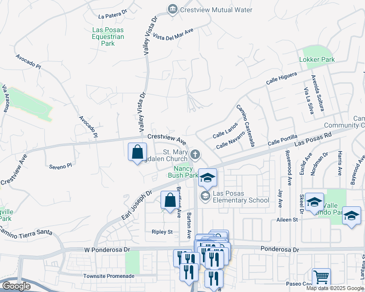 map of restaurants, bars, coffee shops, grocery stores, and more near 35 Calle Escalon in Camarillo