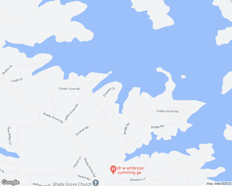 map of restaurants, bars, coffee shops, grocery stores, and more near 6890 Driskell Circle in Cumming