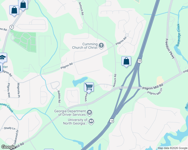 map of restaurants, bars, coffee shops, grocery stores, and more near 2000 Holly Cove Road in Cumming