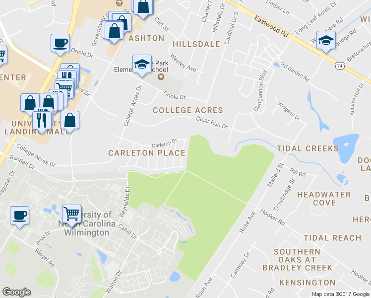 map of restaurants, bars, coffee shops, grocery stores, and more near 5334 Christian Drive in Wilmington