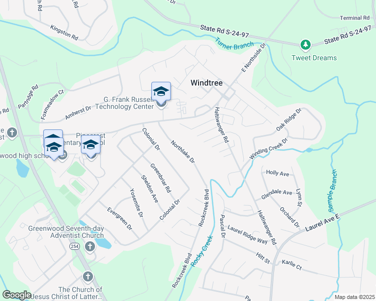 map of restaurants, bars, coffee shops, grocery stores, and more near 1026 Northlake Drive in Greenwood