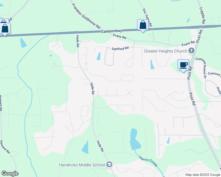 map of restaurants, bars, coffee shops, grocery stores, and more near 4840 Kiawah Court in Cumming