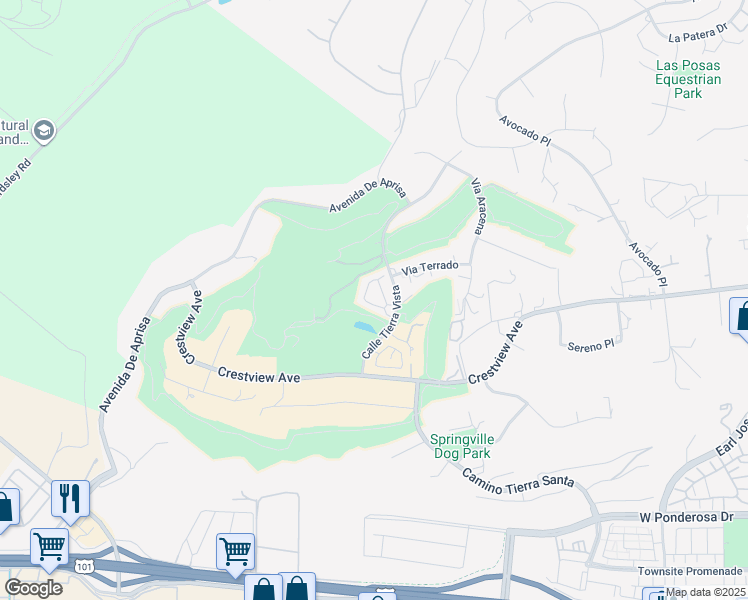 map of restaurants, bars, coffee shops, grocery stores, and more near 927 Corte Augusta in Camarillo
