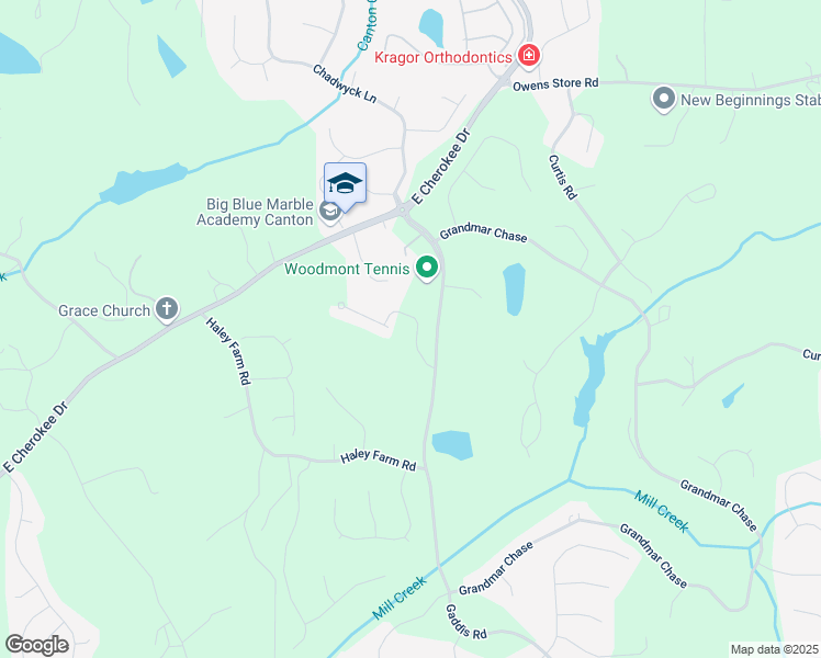 map of restaurants, bars, coffee shops, grocery stores, and more near 123 Woodford Lane in Canton