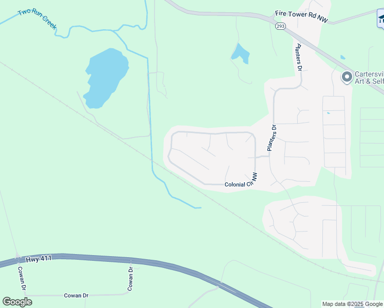 map of restaurants, bars, coffee shops, grocery stores, and more near 15 Juliana Way Northwest in Cartersville