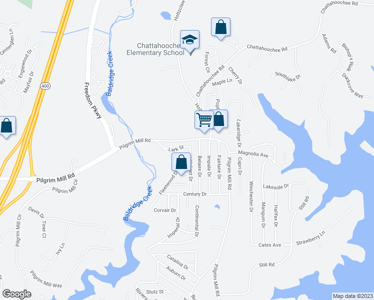 map of restaurants, bars, coffee shops, grocery stores, and more near 2420 Valient Drive in Cumming