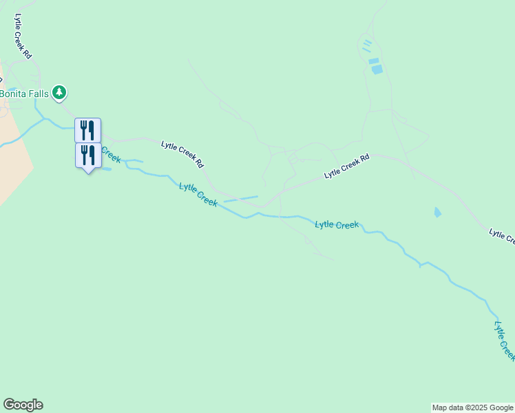 map of restaurants, bars, coffee shops, grocery stores, and more near Lytle Creek Road in San Bernardino County