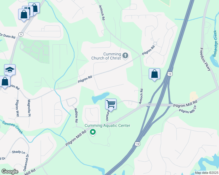 map of restaurants, bars, coffee shops, grocery stores, and more near 1970 Holly Cove Road in Cumming