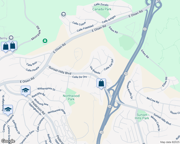 map of restaurants, bars, coffee shops, grocery stores, and more near 3897 Corte Cancion in Thousand Oaks