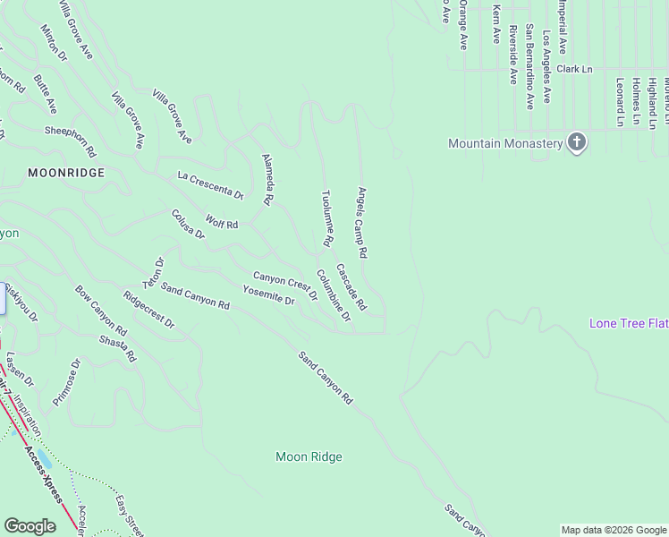 map of restaurants, bars, coffee shops, grocery stores, and more near 1645 Cascade Road in Big Bear Lake