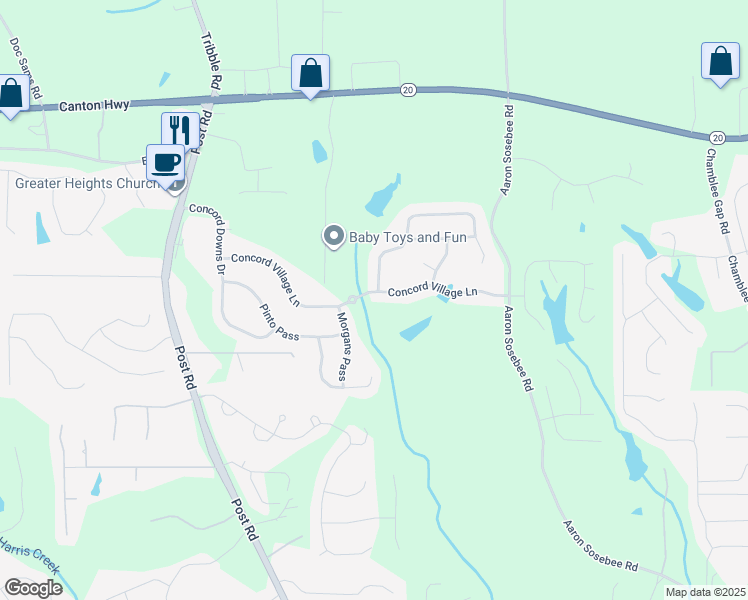 map of restaurants, bars, coffee shops, grocery stores, and more near 4815 Concord Village Lane in Cumming