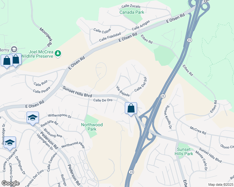 map of restaurants, bars, coffee shops, grocery stores, and more near 3897 Corte Cancion in Thousand Oaks