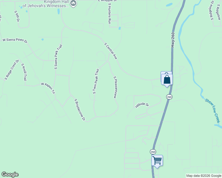map of restaurants, bars, coffee shops, grocery stores, and more near 1970 South Pleasant View Drive in Show Low
