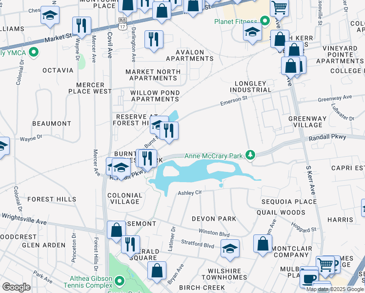 map of restaurants, bars, coffee shops, grocery stores, and more near 3340 Jaeckle Dr in Wilmington