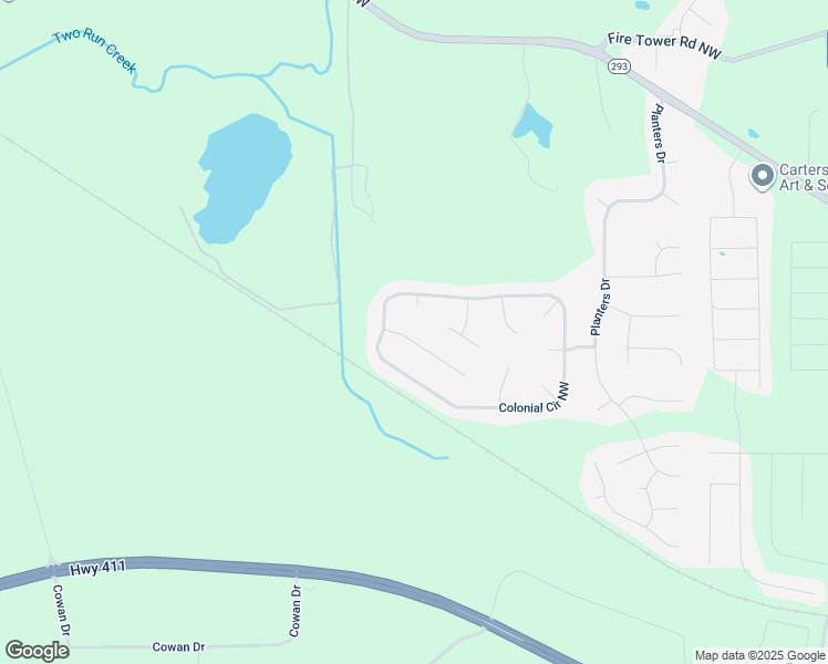 map of restaurants, bars, coffee shops, grocery stores, and more near 15 Juliana Way in Cartersville