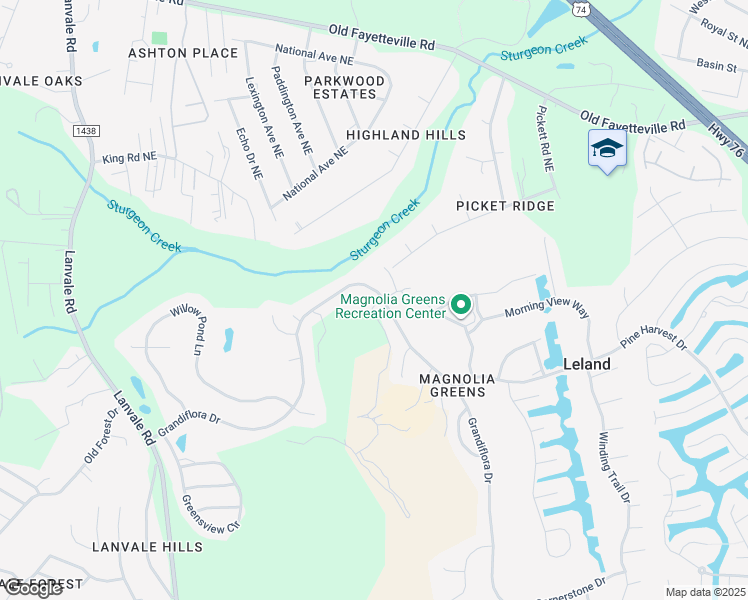 map of restaurants, bars, coffee shops, grocery stores, and more near 1526 Grandiflora Drive in Leland