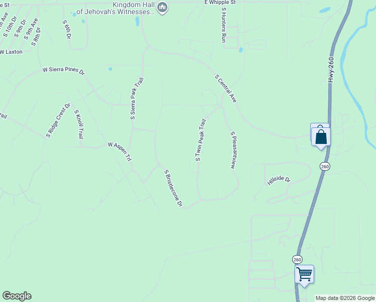 map of restaurants, bars, coffee shops, grocery stores, and more near 350 East Middle Mountain Lane in Show Low