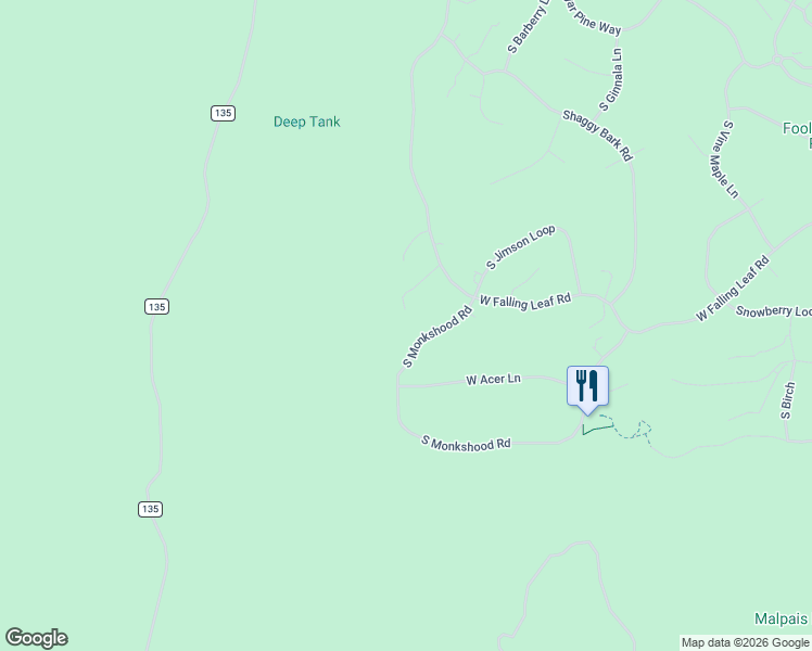 map of restaurants, bars, coffee shops, grocery stores, and more near 1900 South Monkshood Road in Show Low