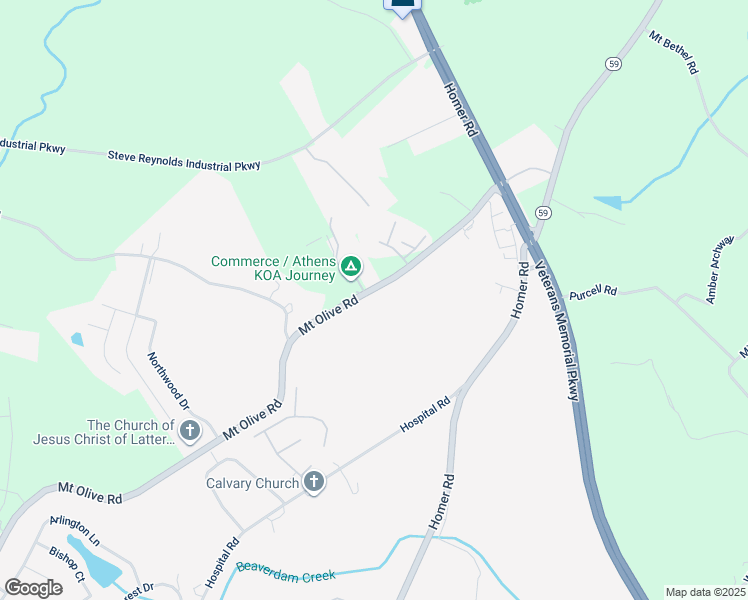 map of restaurants, bars, coffee shops, grocery stores, and more near 5546 Mount Olive Road in Commerce