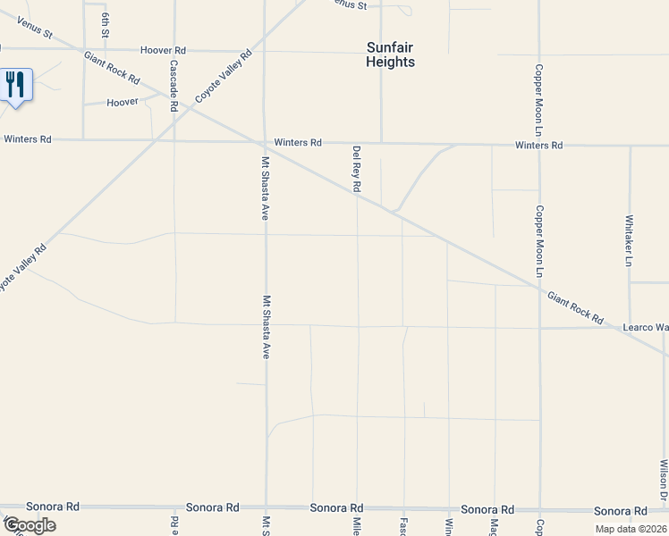 map of restaurants, bars, coffee shops, grocery stores, and more near 1188 Mile Square Road in Joshua Tree