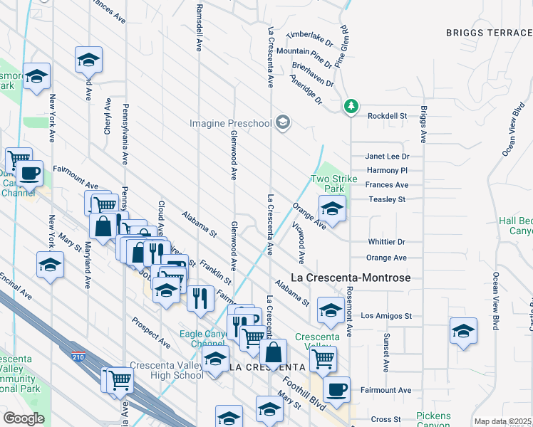 map of restaurants, bars, coffee shops, grocery stores, and more near 4917 La Crescenta Avenue in La Crescenta-Montrose