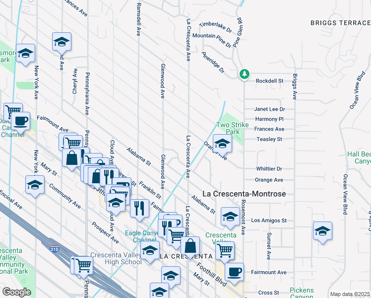 map of restaurants, bars, coffee shops, grocery stores, and more near 4917 La Crescenta Avenue in La Crescenta-Montrose