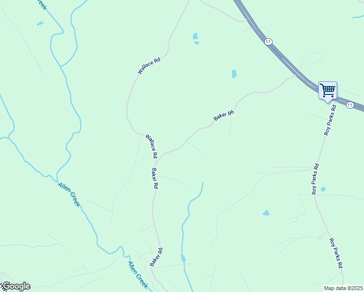 map of restaurants, bars, coffee shops, grocery stores, and more near Baker Road in Gainesville