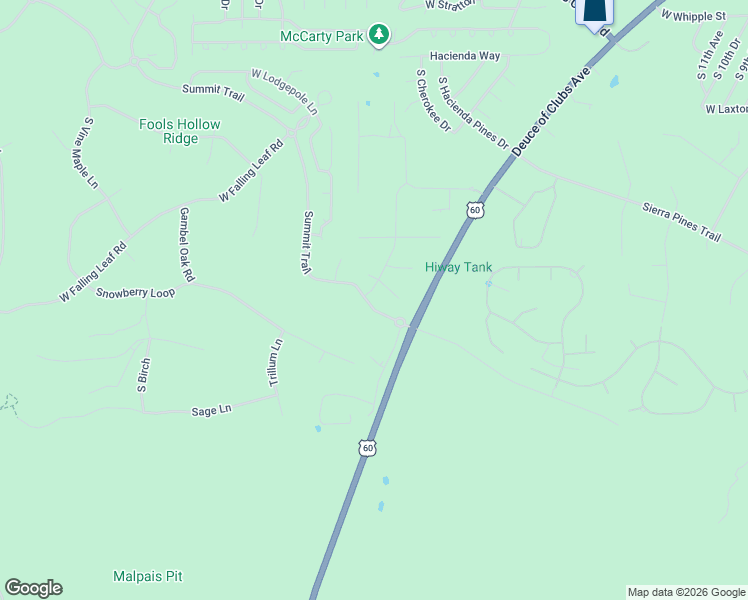map of restaurants, bars, coffee shops, grocery stores, and more near 2541 Narrow Leaf Lane in Show Low