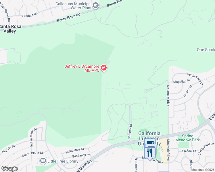 map of restaurants, bars, coffee shops, grocery stores, and more near 301 Briar Bluff Circle in Thousand Oaks