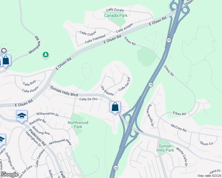 map of restaurants, bars, coffee shops, grocery stores, and more near 3926 Corte Cancion in Thousand Oaks