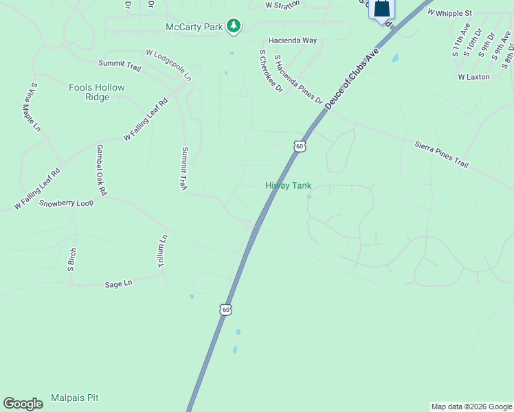 map of restaurants, bars, coffee shops, grocery stores, and more near 2321 Narrow Leaf Lane in Show Low