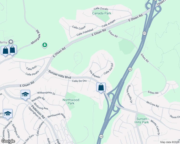 map of restaurants, bars, coffee shops, grocery stores, and more near 3897 Corte Cancion in Thousand Oaks