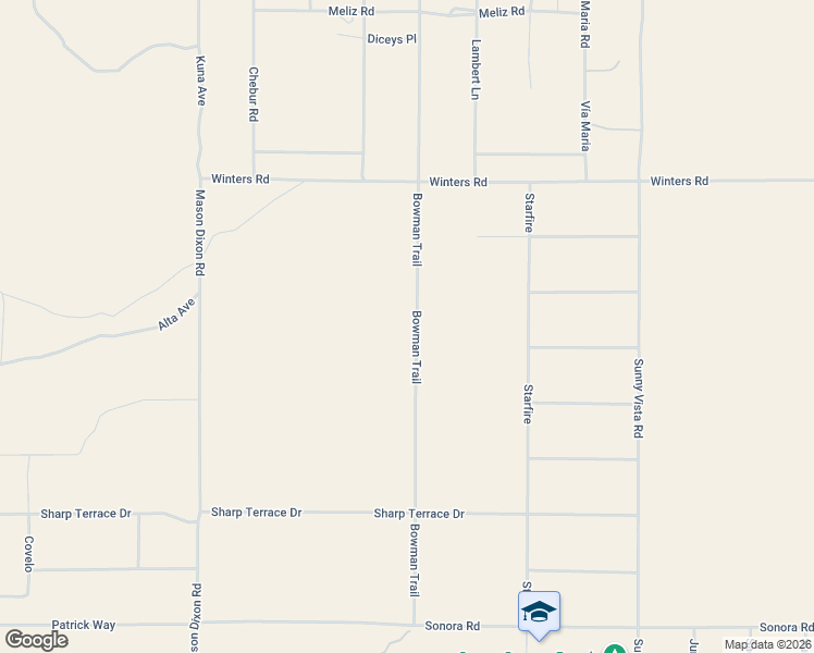 map of restaurants, bars, coffee shops, grocery stores, and more near Bowman Trail in Yucca Valley