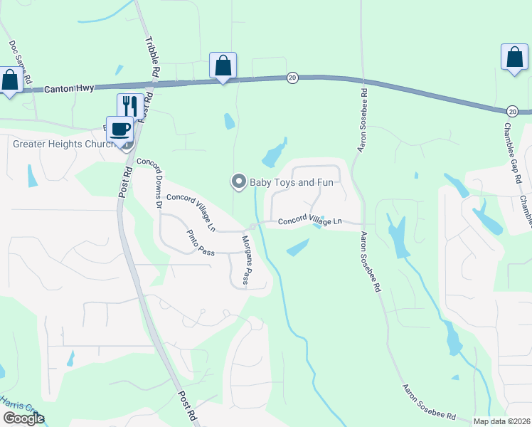 map of restaurants, bars, coffee shops, grocery stores, and more near 4815 Concord Village Lane in Cumming