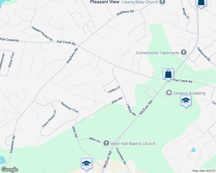 map of restaurants, bars, coffee shops, grocery stores, and more near 5044 Valley Court in Oakwood