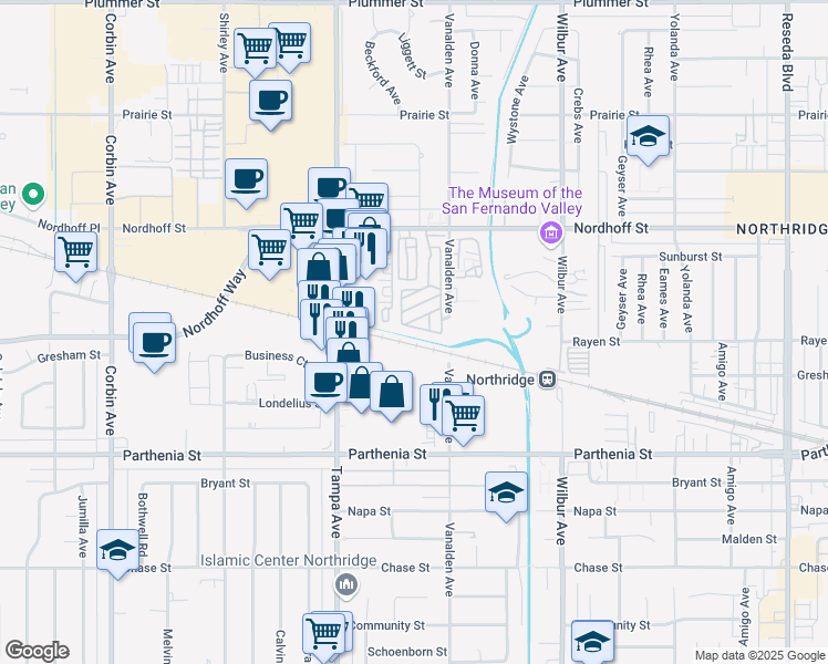 map of restaurants, bars, coffee shops, grocery stores, and more near 28 Dover Drive in Los Angeles