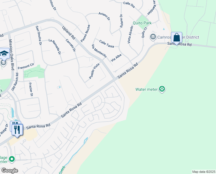 map of restaurants, bars, coffee shops, grocery stores, and more near 44125 Village 44 in Camarillo