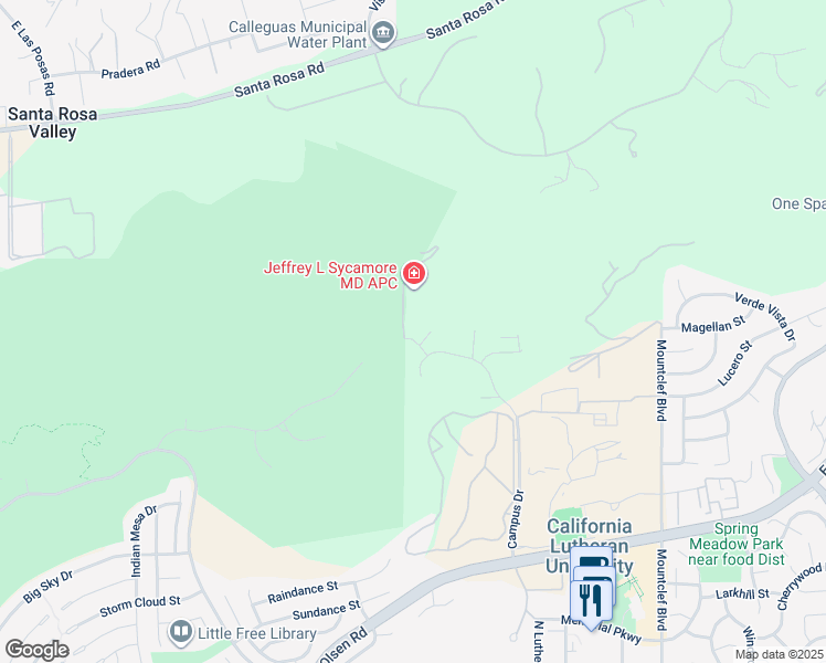 map of restaurants, bars, coffee shops, grocery stores, and more near 325 Briar Bluff Circle in Thousand Oaks