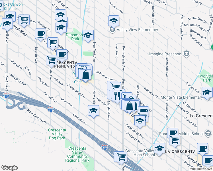 map of restaurants, bars, coffee shops, grocery stores, and more near 3300 Fairmount Avenue in Glendale